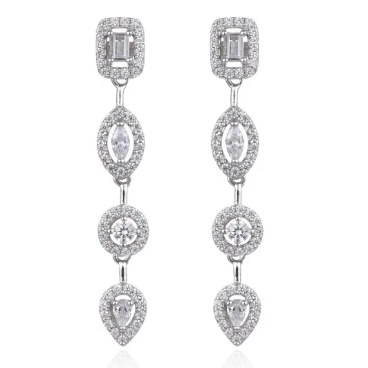 Gena.paris® 'Gabriella' Women's Sterling Silver Drop Earrings - Silver GBO1503-W
