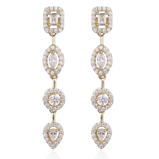 Gena.paris® 'Gabriella' Women's Sterling Silver Drop Earrings - Gold GBO1503-Y