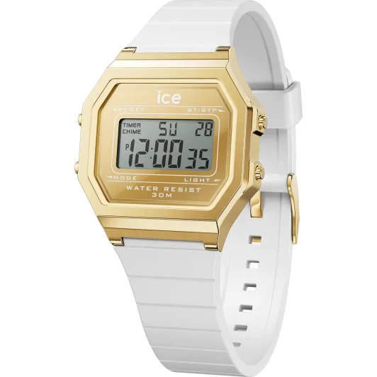 Ice Watch® Digital 'Ice Digit Retro - Metal Gold Mirror - White' Damen Uhr (Small) 022733