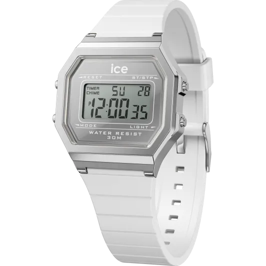 Ice Watch® Digital 'Ice Digit Retro - Metal Silver Mirror - White' Damen Uhr (Small) 022734