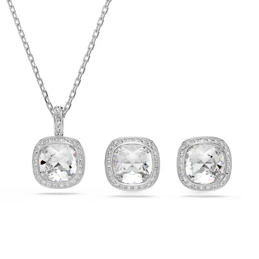 Swarovski 'Una Angelic Cushion' Damen Metall Set: Necklace + Earrings - Silber 5754343