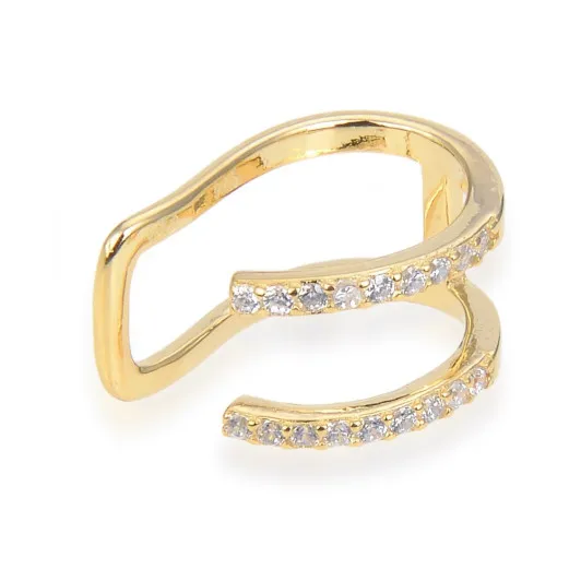 Gena.paris® 'Double' Women's Sterling Silver Earcuff - Gold GBO883-Y