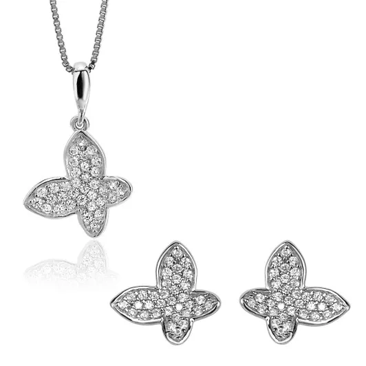 Orphelia® 'Jolie ' Damen Sterling Silber Set: Halskette-Anhanger + Ohrringe - Silber SET-7044