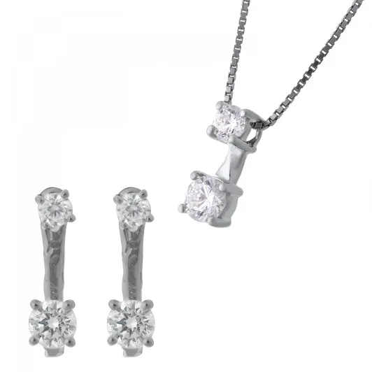 Orphelia® 'Lykke' Damen Sterling Silber Set: Halskette-Anhanger + Ohrringe - Silber SET-7128