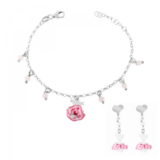 Orphelia® 'Cute' Kind Sterling Silber Set: Armband + Ohrringe - Silber SET-7133
