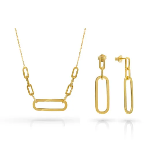 Orphelia® 'Essence' Damen Sterling Silber Set: Necklace + Earrings - Gold SET-7560/G