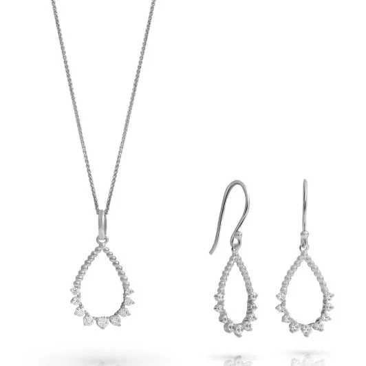 Orphelia® 'Petal' Damen Sterling Silber Set: Necklace + Earrings - Silber SET-7564