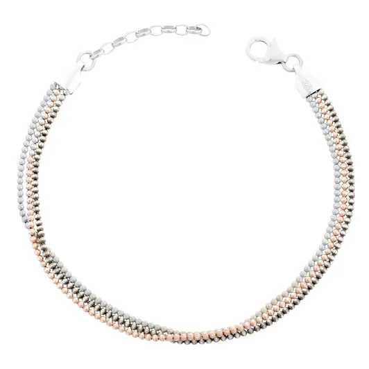 Orphelia® Damen Sterling Silber Armbänd - Silber/Roségold/Schwarz ZA-7203