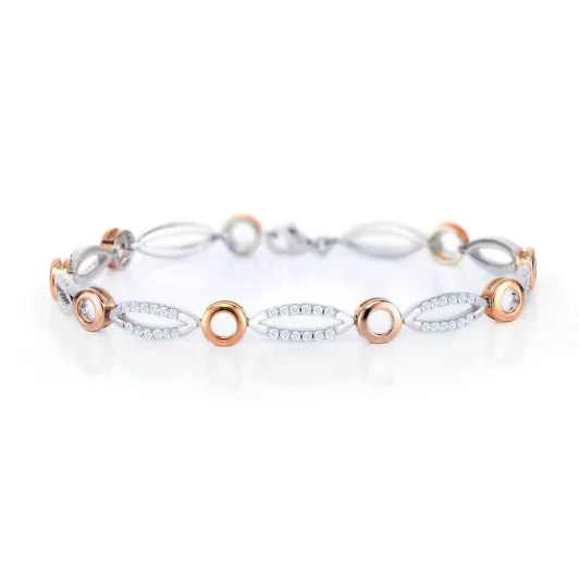 Orphelia® 'Elsie' Damen Sterling Silber Armbänd - Silber/Rosa ZA-7362