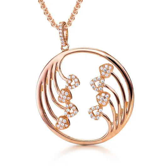 Orphelia® Damen Sterling Silber Halskette mit Anhänger - Silber/Rosa ZH-7238