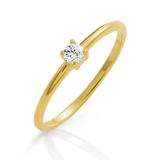 Orphelia® 'Solitaire' Damen Sterling Silber Ring - Gold ZR-7527/G