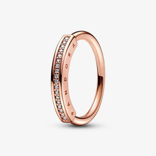 Pandora® &#039;Signature i-d&#039; Dames Verguld Metaal Ring (sieraad) - Rosékleurig 182283C01