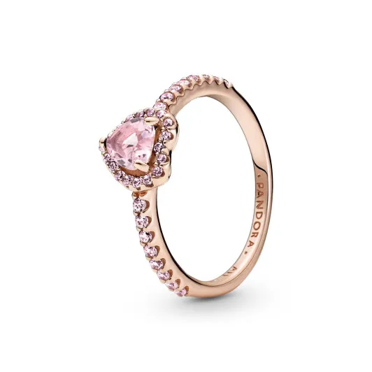 Pandora® &#039;Elevated heart&#039; Dames Verguld Metaal Ring (sieraad) - Rosékleurig 188421C04