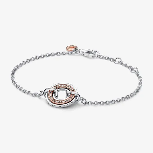 Pandora® 'Signature two-tone' Dames Zilver 925 925 Armband (sieraad) - Zilver/Rosé 582741C01-20