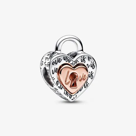 Pandora® 'Padlock' Damen Sterling Silber Charm - Silber/Rosa 782505C00