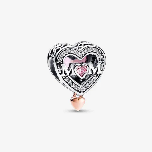 Pandora® 'Family & Friends' Damen Sterling Silber Charm - Silber/Rosa 782653C01