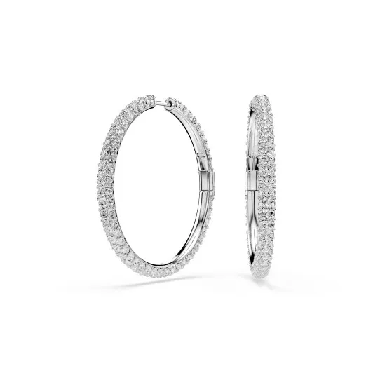 Swarovski 'Dextera Round' Women's Base Metal Hoop Earrings - Silver 5754156