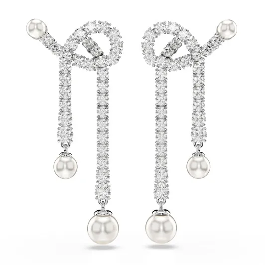 Swarovski® 'Matrix' Women's Base Metal Drop Earrings - Silver 5692417