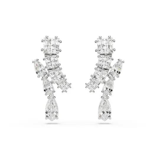 Swarovski® 'Matrix' Women's Base Metal Drop Earrings - Silver 5700418