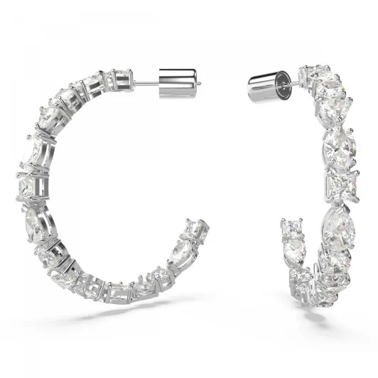 Swarovski® 'Mesmera' Women's Base Metal Hoop Earrings - Silver 5672834