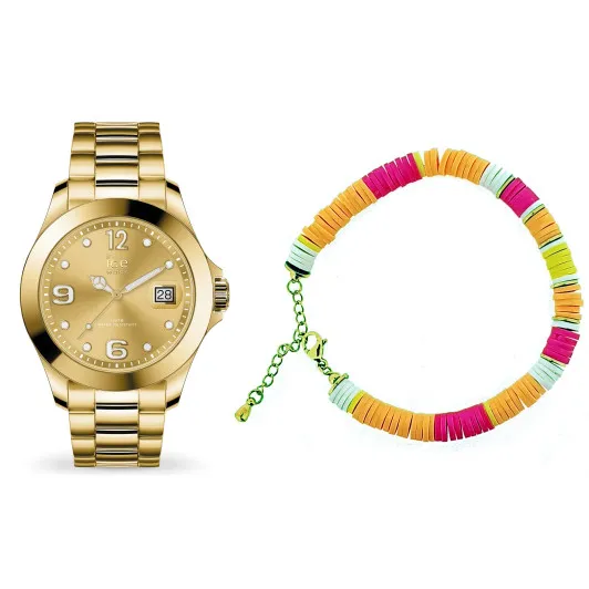 Ice Watch® Analogue 'Gift Box - Ice Steel - Classic Gold - M - Multicolour Jewel' Women's Watch (Medium) 020908