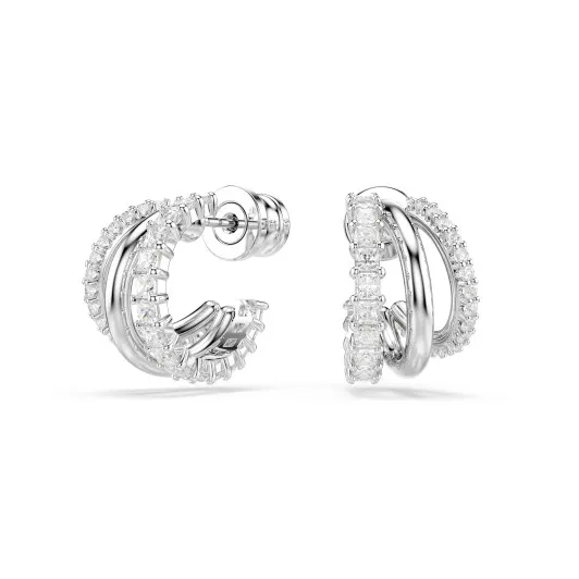 Swarovski® &#039;Hyperbola Spin&#039; Women&#039;s Base Metal Hoop Earrings - Silver 5737110