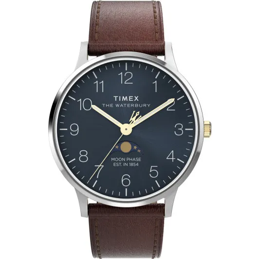 Timex® Analogue 'Waterbury Classic Moon Phase' Men's Watch TW2W75600