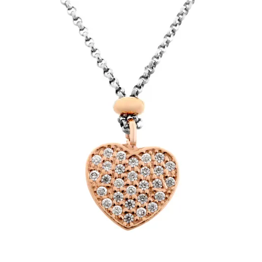 Orphelia® Damen Sterling Silber Halskette mit Anhänger - Silber/Rosa ZK-7195