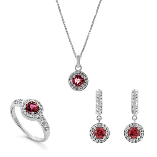 Orphelia® 'Bristol' Dames Zilver 925 925 Set: Ketting + Oorbellen + Ring - Zilverkleurig SET-7579/P