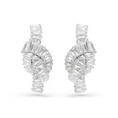 Swarovski® 'Matrix' Women's Base Metal Drop Earrings - Silver 5727040