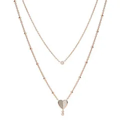 Fossil Jewellery® 'Flutter Hearts' Damen Edelstahl Halsband - Roségold JF03648791