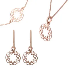 Orphelia® 'Jasmine' Dames Zilver 925 925 Set: Armband + Oorbellen + Ketting - Rosékleurig SET-7076/1