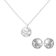 Orphelia® 'Elvina' Damen Sterling Silber Set: Halskette-Anhanger + Ohrringe - Silber SET-7085