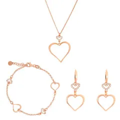 Orphelia® 'Alfina' Femmes Argent Set: Collier + Bracelet + Boucles d'oreilles - Rosé SET-7383