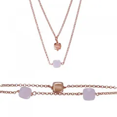 Orphelia® 'Joelle' Women's Sterling Silver Set: Bracelet + Necklace - Rose SET-7432