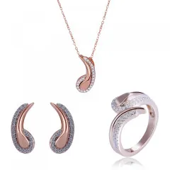 Orphelia® 'Tilou' Damen Sterling Silber Set: Necklace + Earrings + Ring - Rosé SET-7441