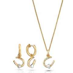 Orphelia® 'Aurora' Dames Zilver 925 925 Set: Ketting-Hanger + Oorbellen - Zilver/Goud SET-7525/G