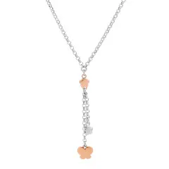Orphelia® 'Lorelei' Women's Sterling Silver Chain with Pendant - Silver/Rose ZK-7386