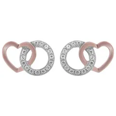 Orphelia® 'Ely' Women's Sterling Silver Stud Earrings - Silver/Rose ZO-7286