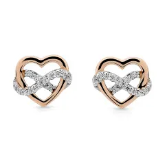 Orphelia® 'Jasmina' Women's Sterling Silver Stud Earrings - Silver/Rose ZO-7483