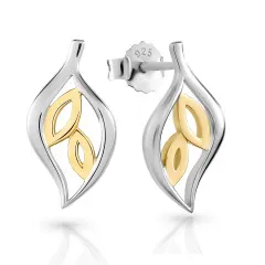 Orphelia® 'Charlotte' Women's Sterling Silver Stud Earrings - Silver/Gold ZO-7523