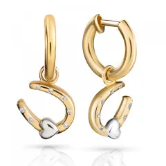 Orphelia® 'Aurora' Dames Zilver 925 925 Oorhangers - Zilver/Goud ZO-7525/G
