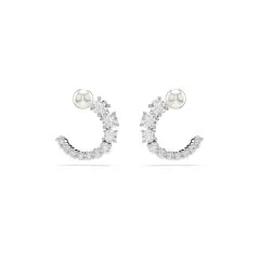 Swarovski® 'Matrix' Women's Base Metal Hoop Earrings - Silver 5692260