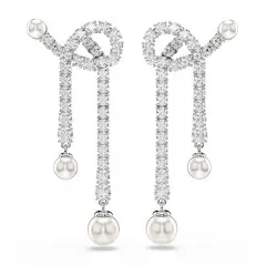 Swarovski® 'Matrix' Women's Base Metal Drop Earrings - Silver 5692417