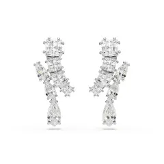 Swarovski® 'Matrix' Women's Base Metal Drop Earrings - Silver 5700418