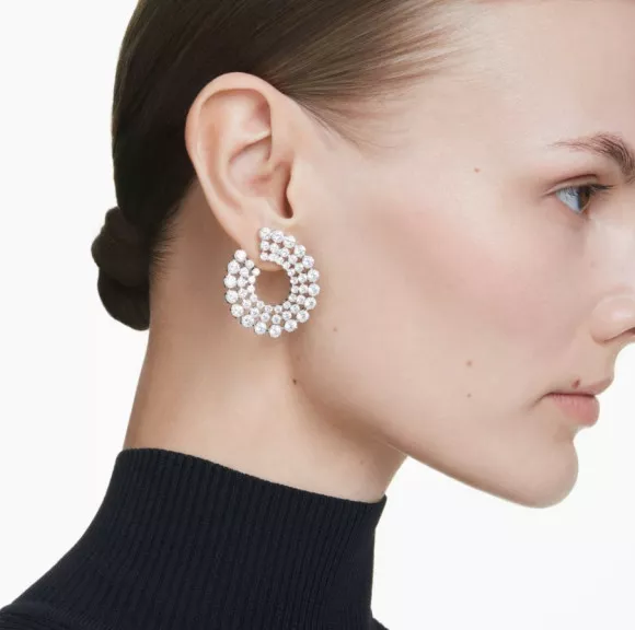 Swarovski® 'Matrix Tennis' Women's Base Metal Hoop Earrings