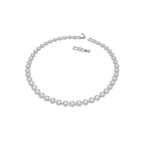Una Angelic necklace, Mixed cuts, Blue, Rhodium plated