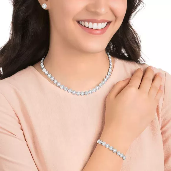 Swarovski® 'Angelic' Women's Base Metal Set: Bracelet + Necklace - Silver 5367853 | $359 - Ormoda.com Swarovski® 'Angelic' Women's Base Metal Set: Bracelet + Necklace - Silver 5367853 | $359 - Ormoda.com