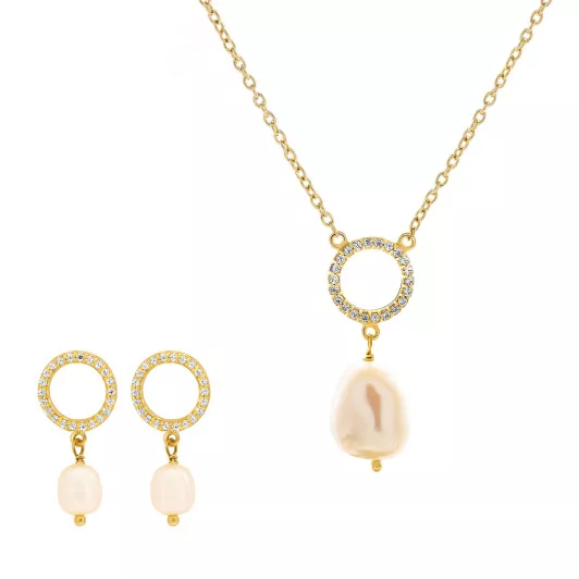 Orphelia® 'Spa' Femmes Argent Set: Necklace + Earrings - Or SET-7575/G