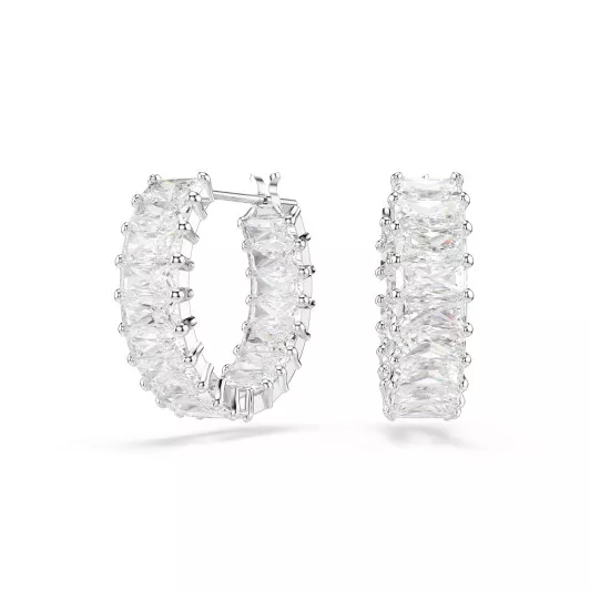 Swarovski® 'Matrix' Women's Base Metal Hoop Earrings - Silver 5733397
